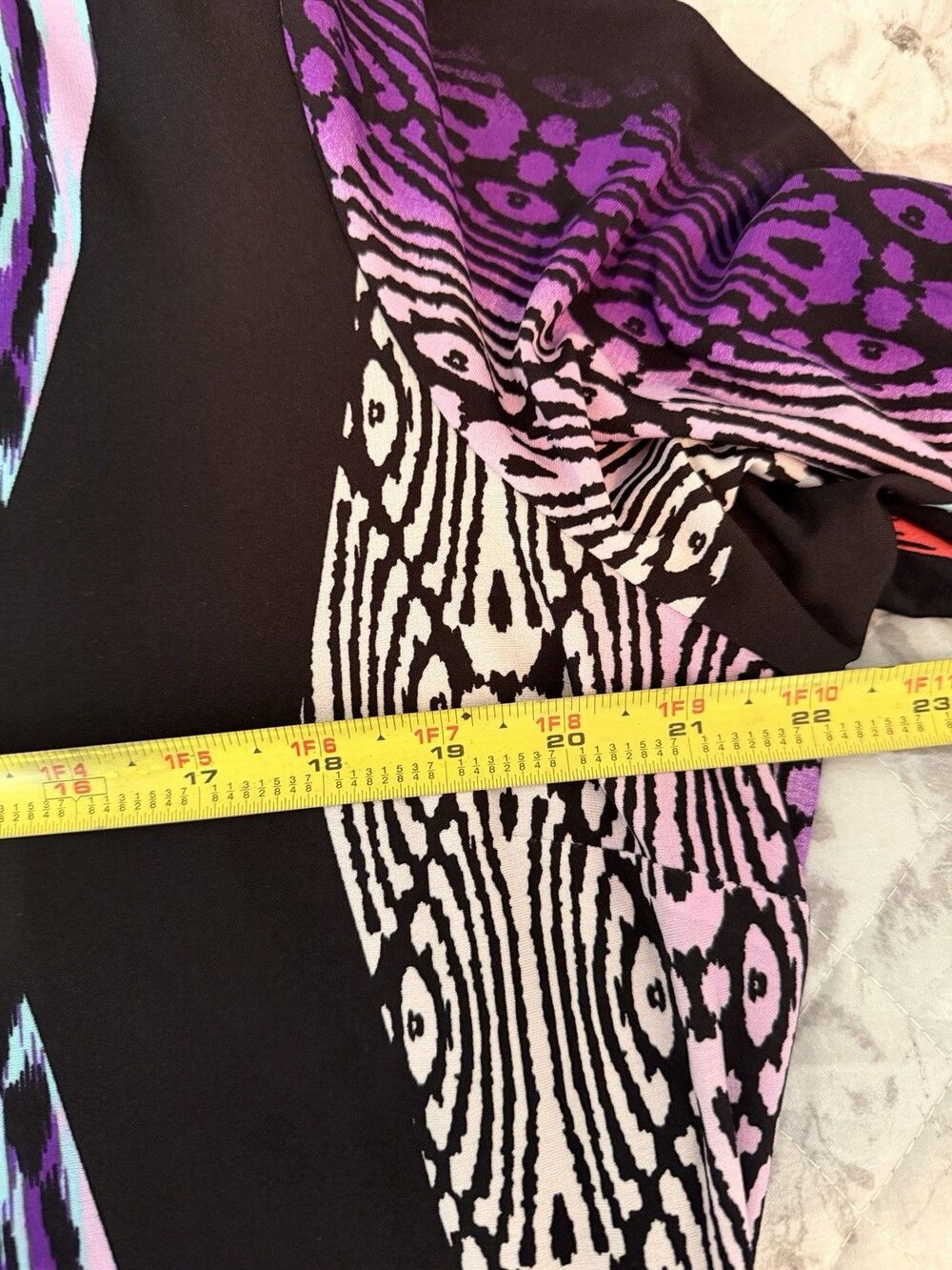 Chico’s Size 3 Ikat Tribal Print Midi Dress 3/4 Sleeve Stretch Boho Artsy - Picture 5 of 8